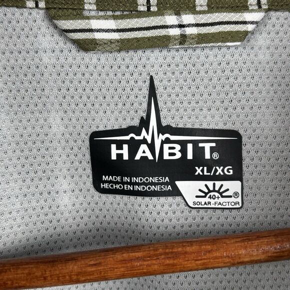 Habit Fisherman Shirt Ivy Green Plaid Long Sleeve Outdoor Vented XL- UPF40 - Picture 4 of 9